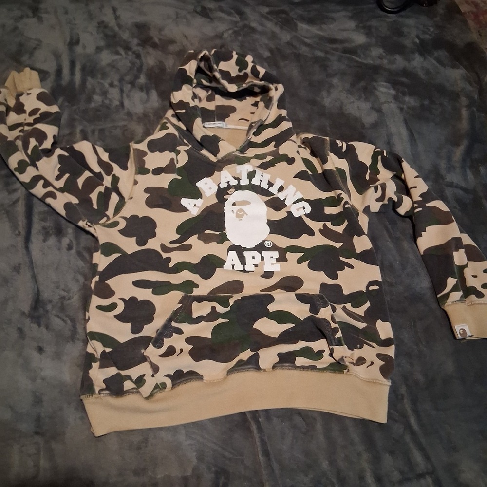 A Bathing Ape BAPE Camo Hoodie Size Large Gorilla Logo College Pullover OBO - Picture 15 of 15